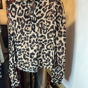 Leopard Print Long Sleeve Blouse